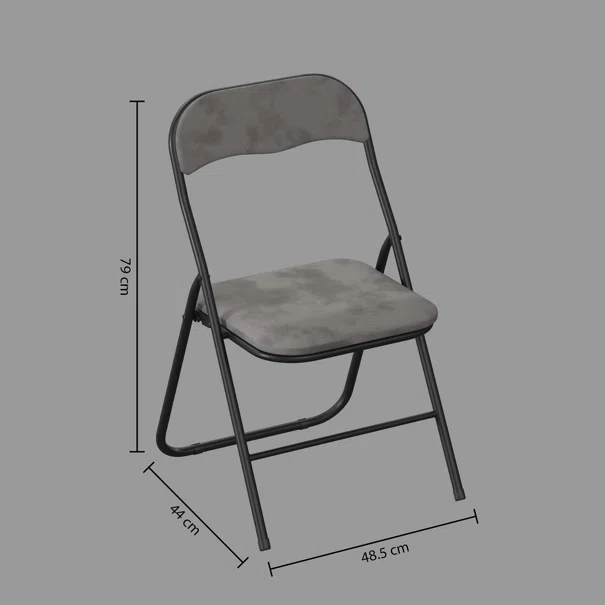 Πτυσσόμενη Καρέκλα Κουζίνας (44x45x79) F-V Velours Gris 164715B