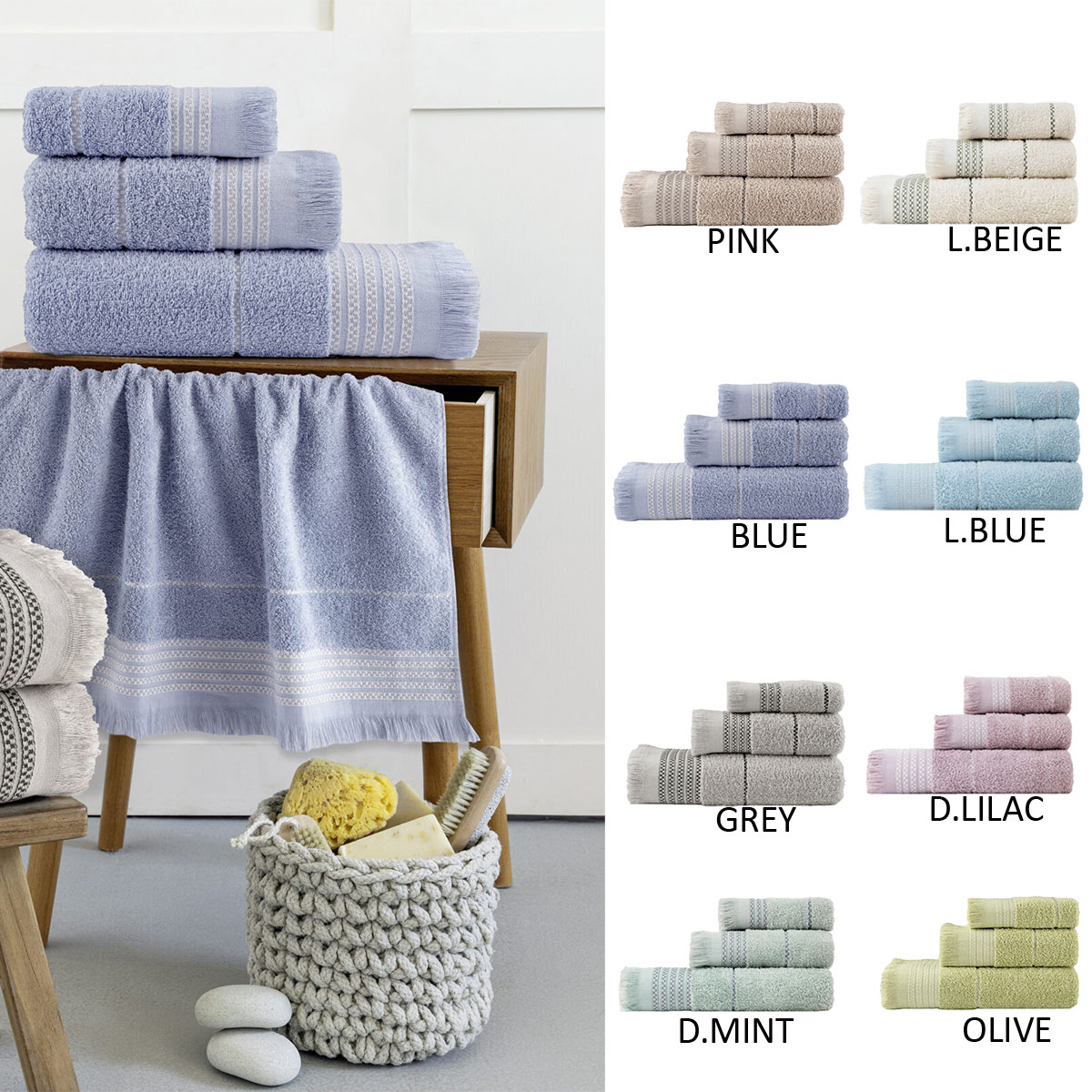 Πετσέτες Μπάνιου (Σετ 3τμχ) Nima Plush 480gsm