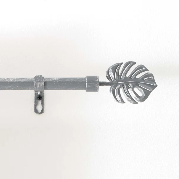 Κουρτινόξυλο Φ19mm Μονό Επεκτεινόμενο 120-210cm Με Άκρα L-C Tropi Grey/Silver 1900295