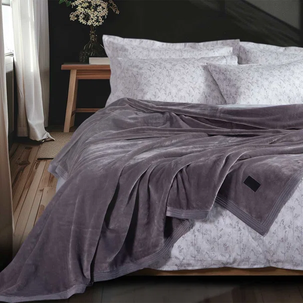 Κουβέρτα Βελουτέ Υπέρδιπλη (230x240) Nef-Nef Homeware Velosso Grey