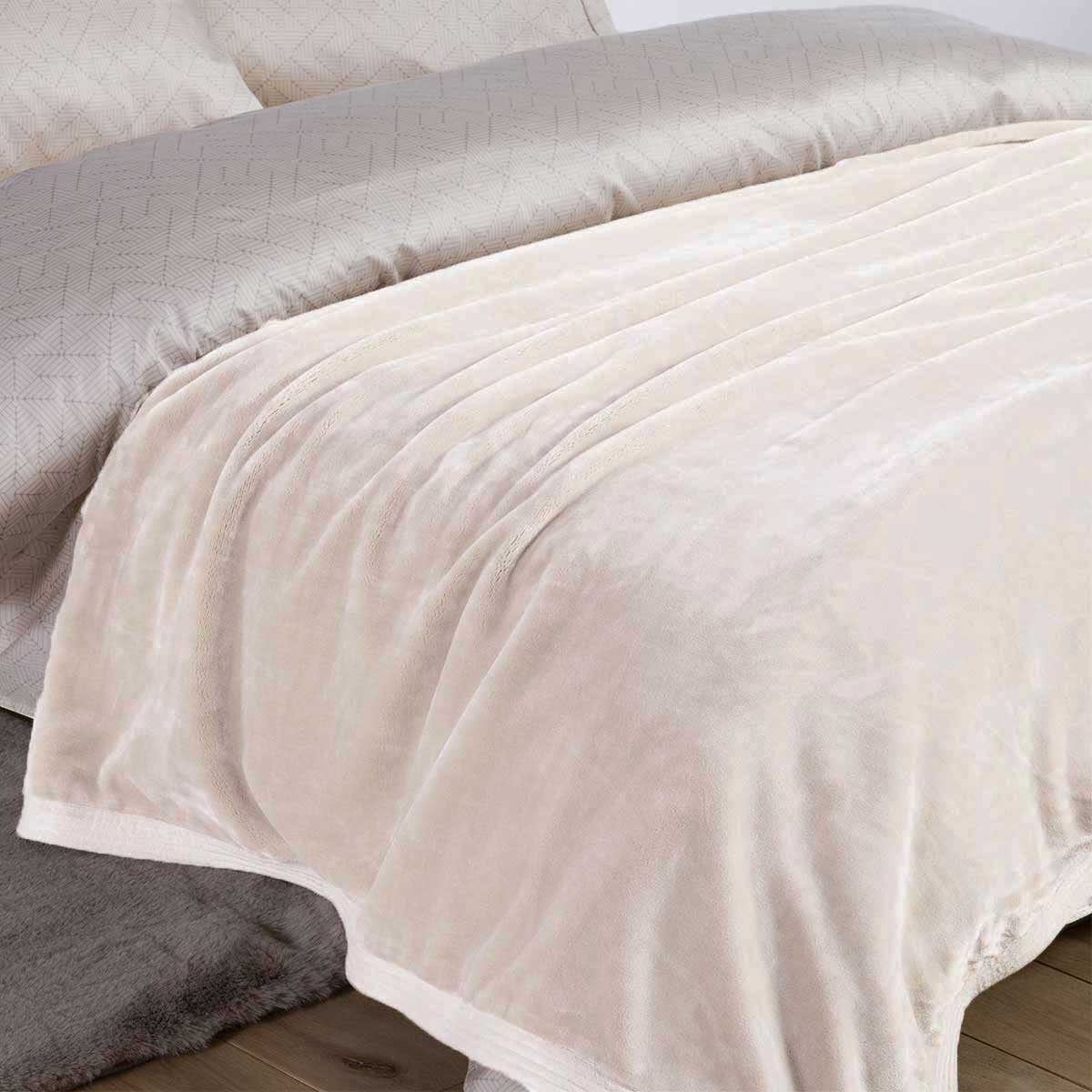Κουβέρτα Βελουτέ Υπέρδιπλη (230x240) Nef-Nef Homeware Velosso Ecru