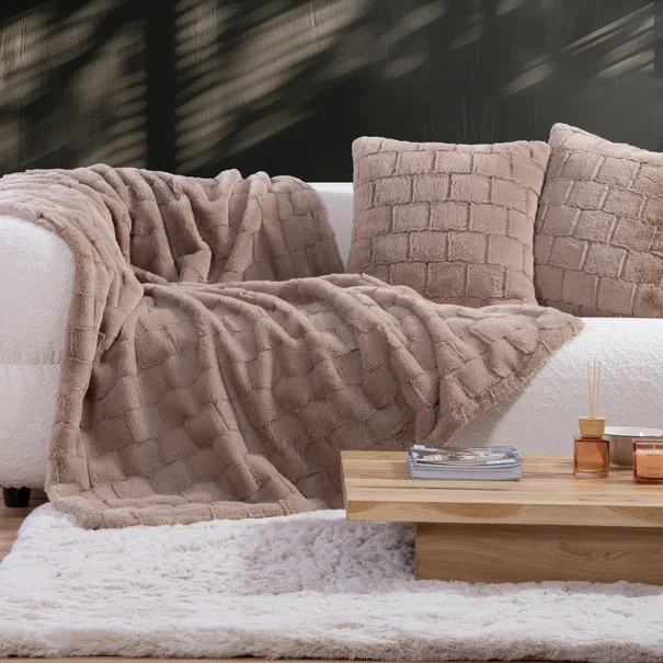 Γούνινη Κουβέρτα Καναπέ (140x190) Nef-Nef Homeware Elements Barlow Beige
