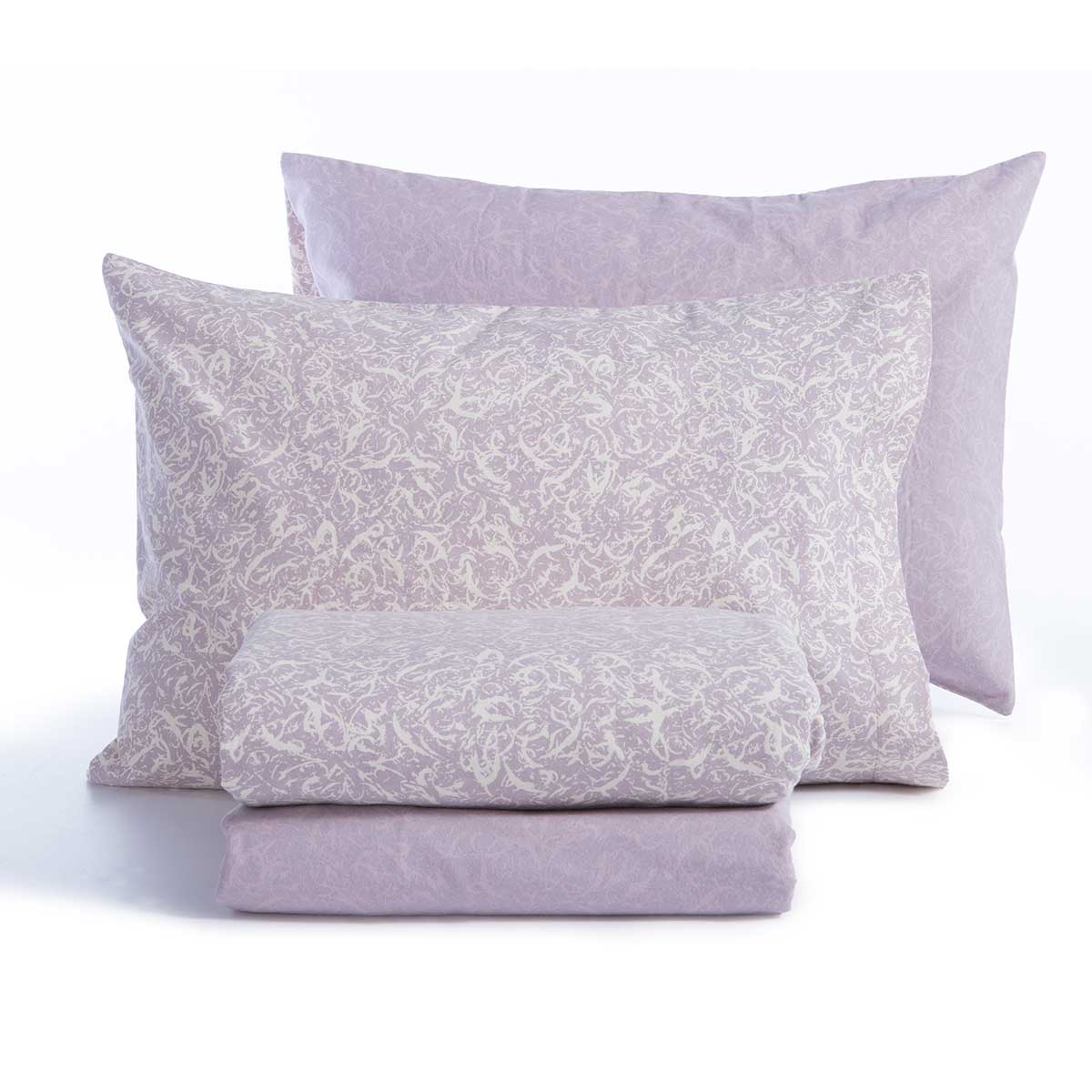 Φανελένια Σεντόνια Μονά (Σετ) Nef-Nef Homeware Flannel Sorial Mauve Λευκά Είδη Κρεβατοκάμαρας Σετ Spitishop