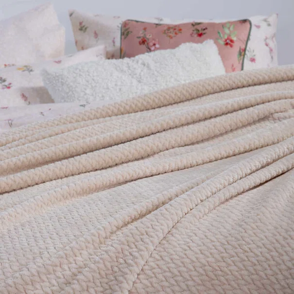 Κουβέρτα Fleece Υπέρδιπλη (220x240) Nef-Nef Homeware Worth Ecru