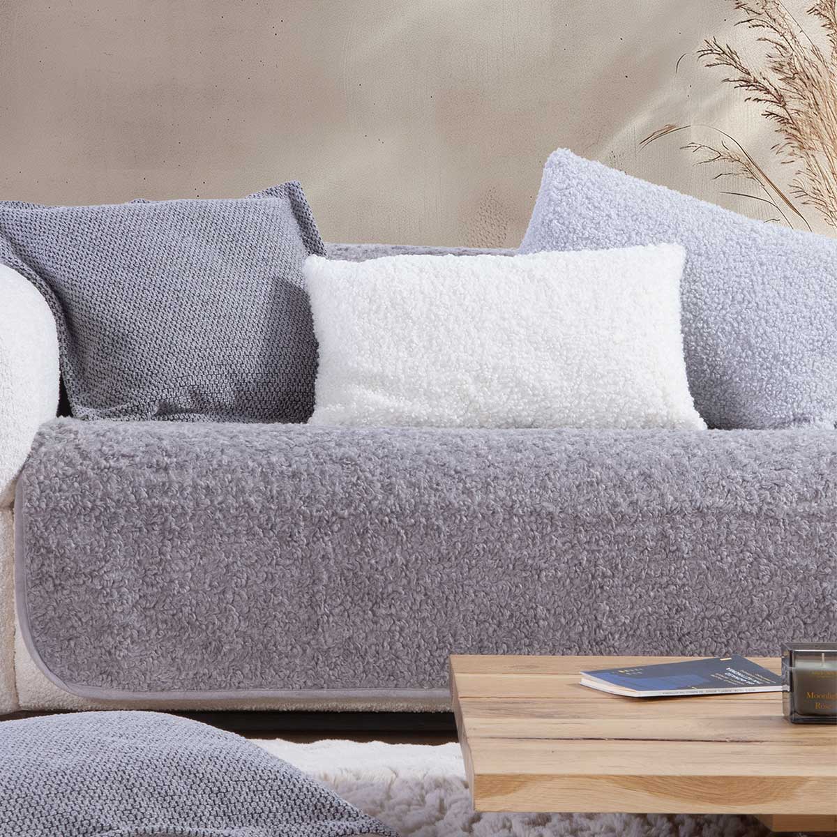 Ριχτάρι Καναπέ Τριθέσιου Μπουκλέ (150x300) Nef-Nef Homeware Vanjel Silver