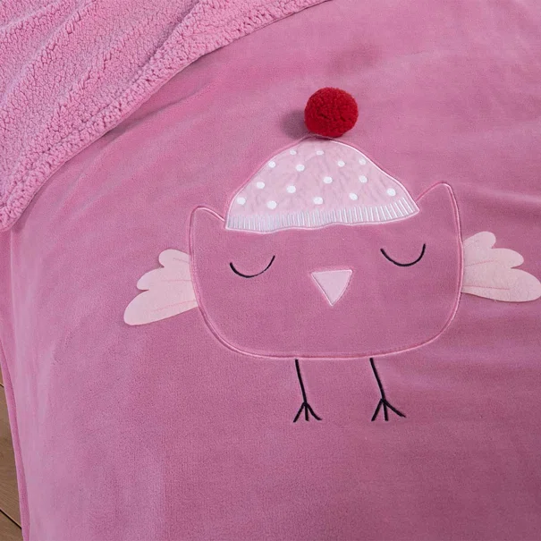 Κουβέρτα Fleece Κούνιας Με Γουνάκι (130x180) Nef-Nef Homeware Junior Tweet So Sweet