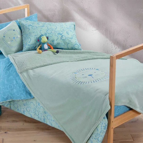 Κουβέρτα Fleece Κούνιας Με Γουνάκι (130x180) Nef-Nef Homeware Junior Jungle Combo
