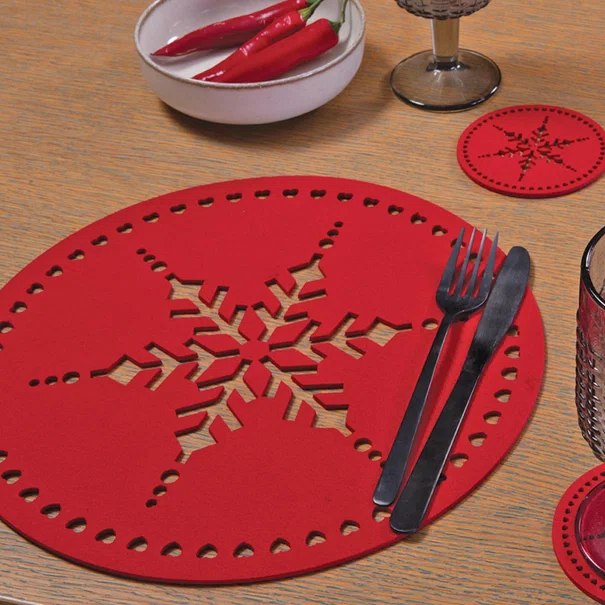 Χριστουγεννιάτικα Σουπλά (Σετ 2τμχ) Nef-Nef Homeware Snow Flake Red