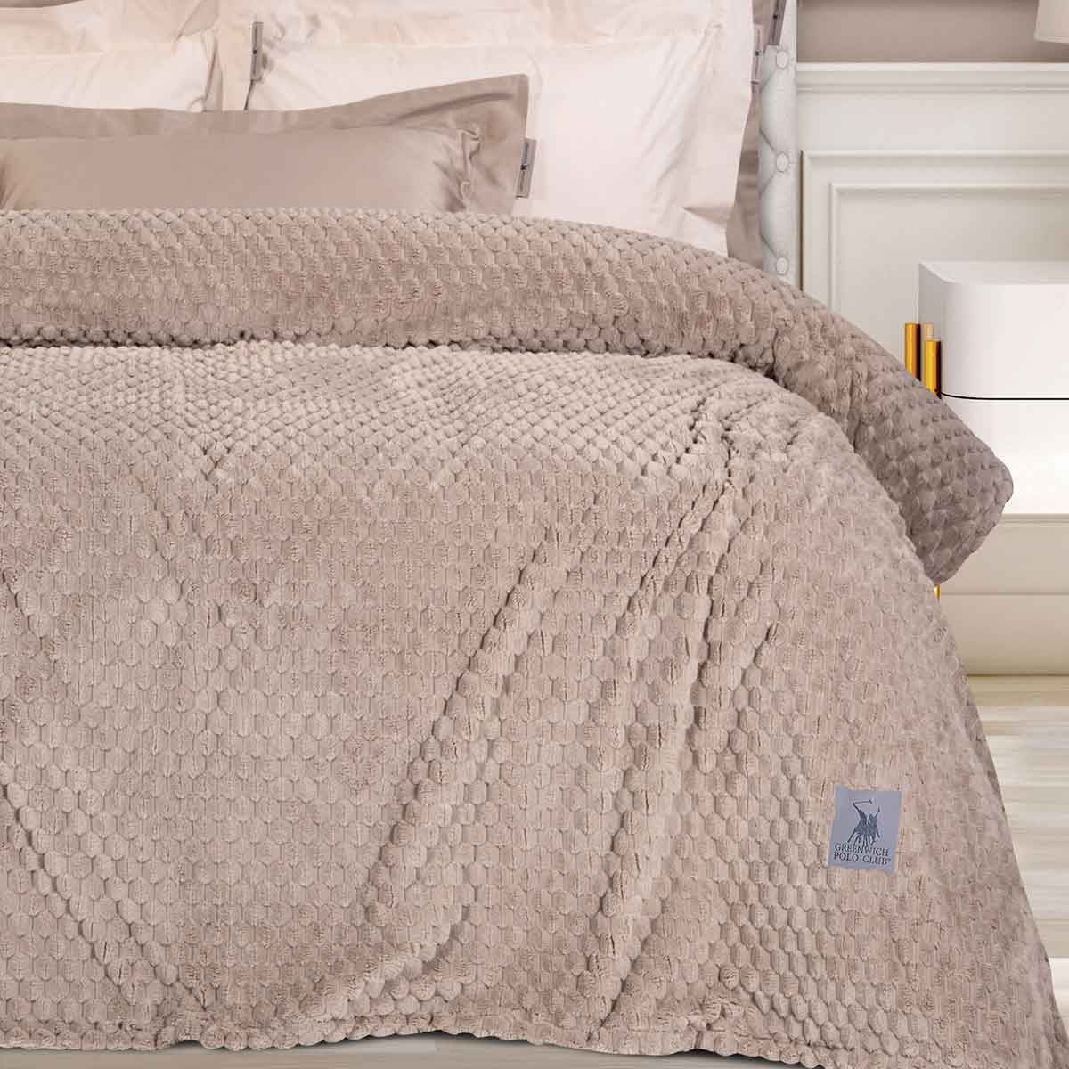 Κουβέρτα Fleece Υπέρδιπλη (220X240) Greenwich Polo Club Essential 3475 Taupe Λευκά Είδη Κρεβατοκάμαρας Κουβέρτες Υπέρδιπλες Spitishop