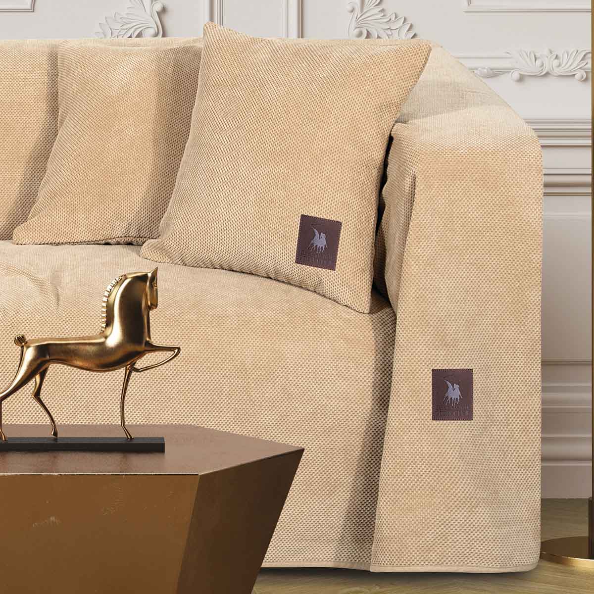 Ριχτάρι Καναπέ Διθέσιου (180X250) Greenwich Polo Club Premium 3923 Beige Λευκά Είδη Σαλονιού Ριχτάρια Χειμερινά Spitishop