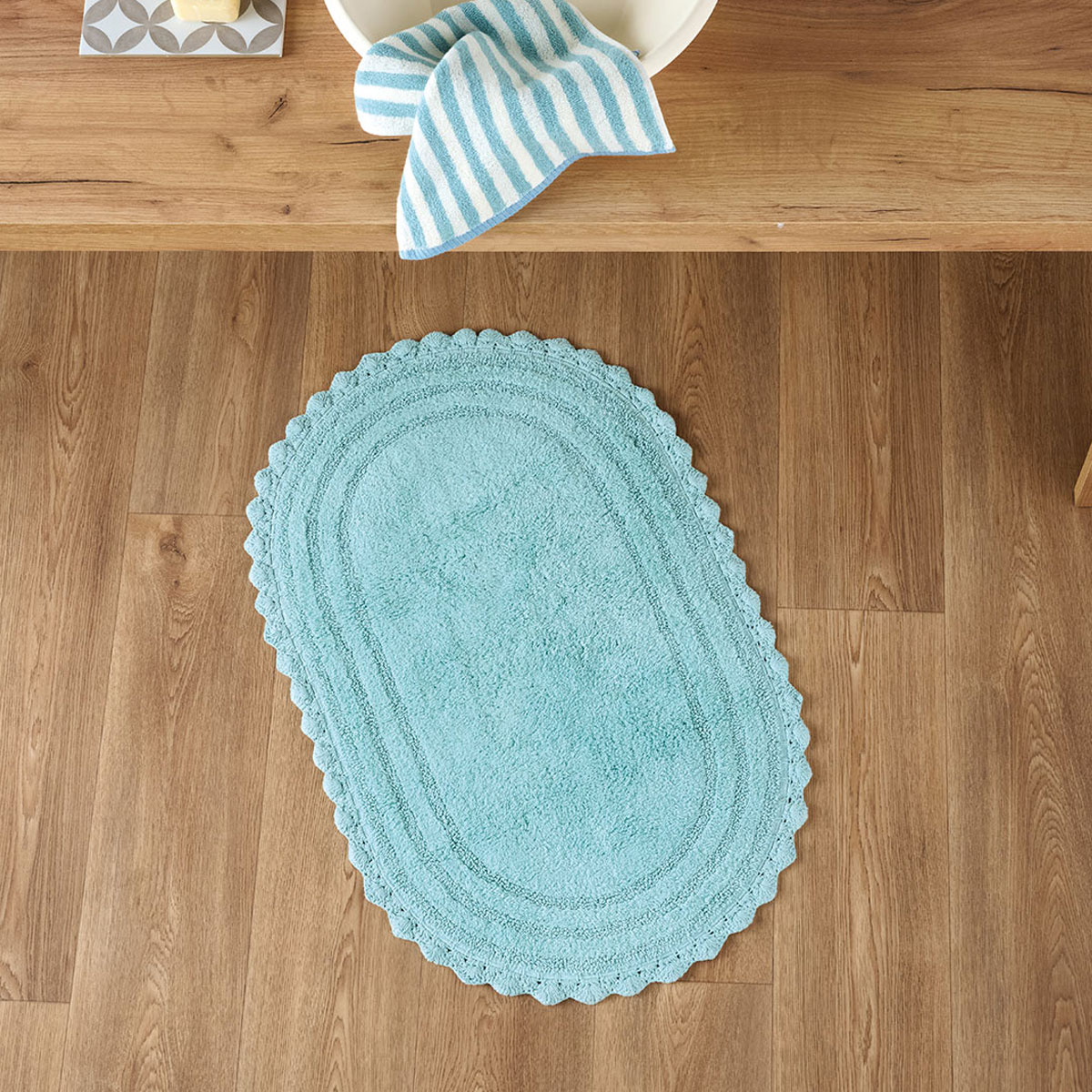Πατάκι Μπάνιου Οβάλ (70x110) Kentia Loft Mack 19 Ciel