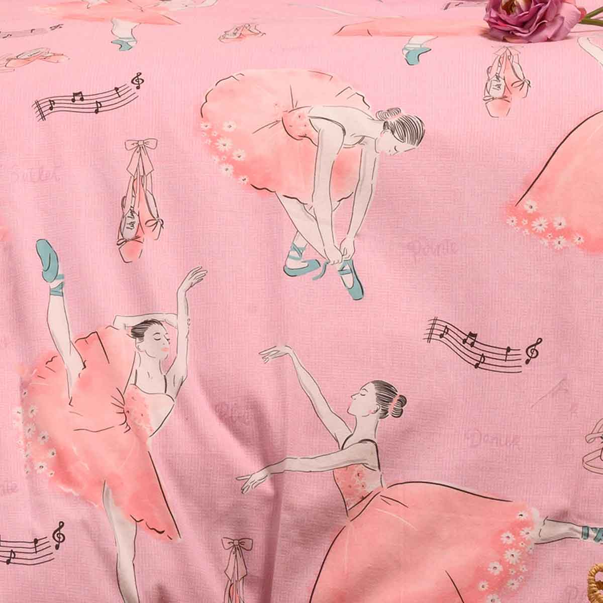 Φανελένια Παπλωματοθήκη Μονή (165X245) Melinen Winter Line Ballet Pink Παιδικά Λευκά Είδη 'Υπνου Παπλωματοθήκες Παιδικές για Κορίτσια Spitishop