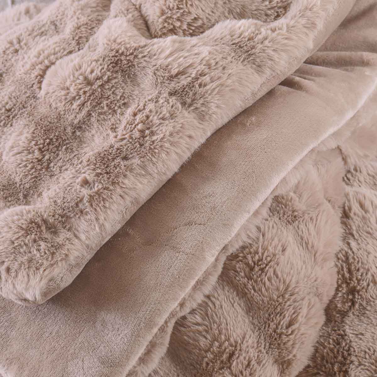 Γούνινο Κουβερτοπάπλωμα Μονό (160X220) Rythmos Luxe Beige Λευκά Είδη Κρεβατοκάμαρας Παπλώματα Κουβερτοπαπλώματα Μονά Spitishop