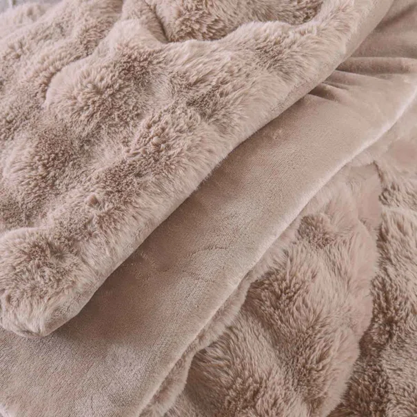 Γούνινο Κουβερτοπάπλωμα Μονό (160x220) Rythmos Luxe Beige