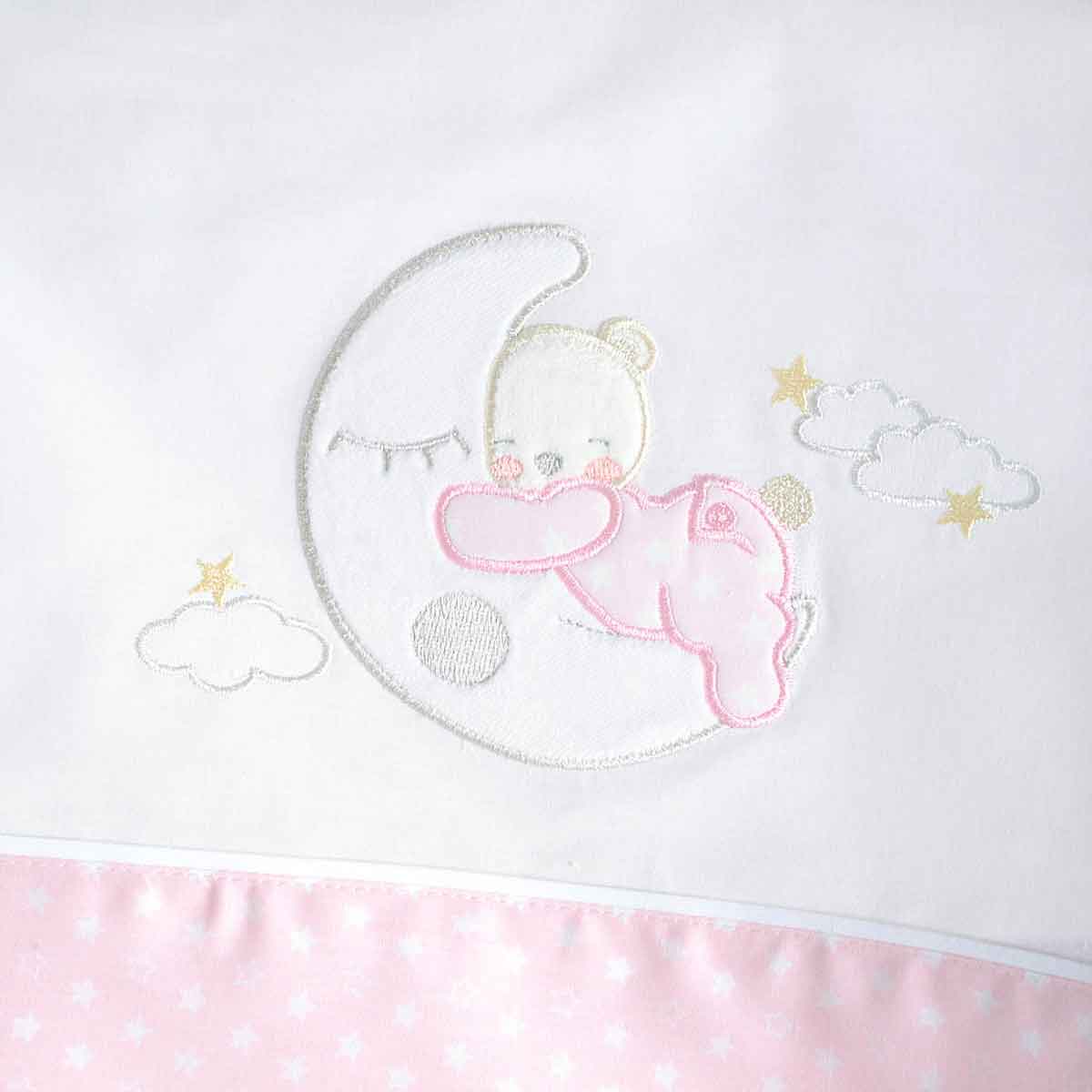 Σεντόνια Κούνιας (Σετ) Rythmos Moon Swing Pink Βρεφικά Προίκα Μωρού Spitishop