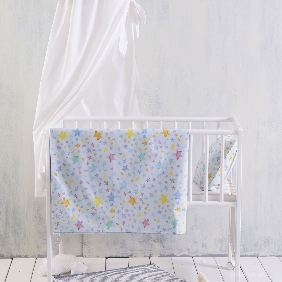 Σεντόνι Λίκνου Επίπεδο (80x110) Rythmos Baby Glow Blue