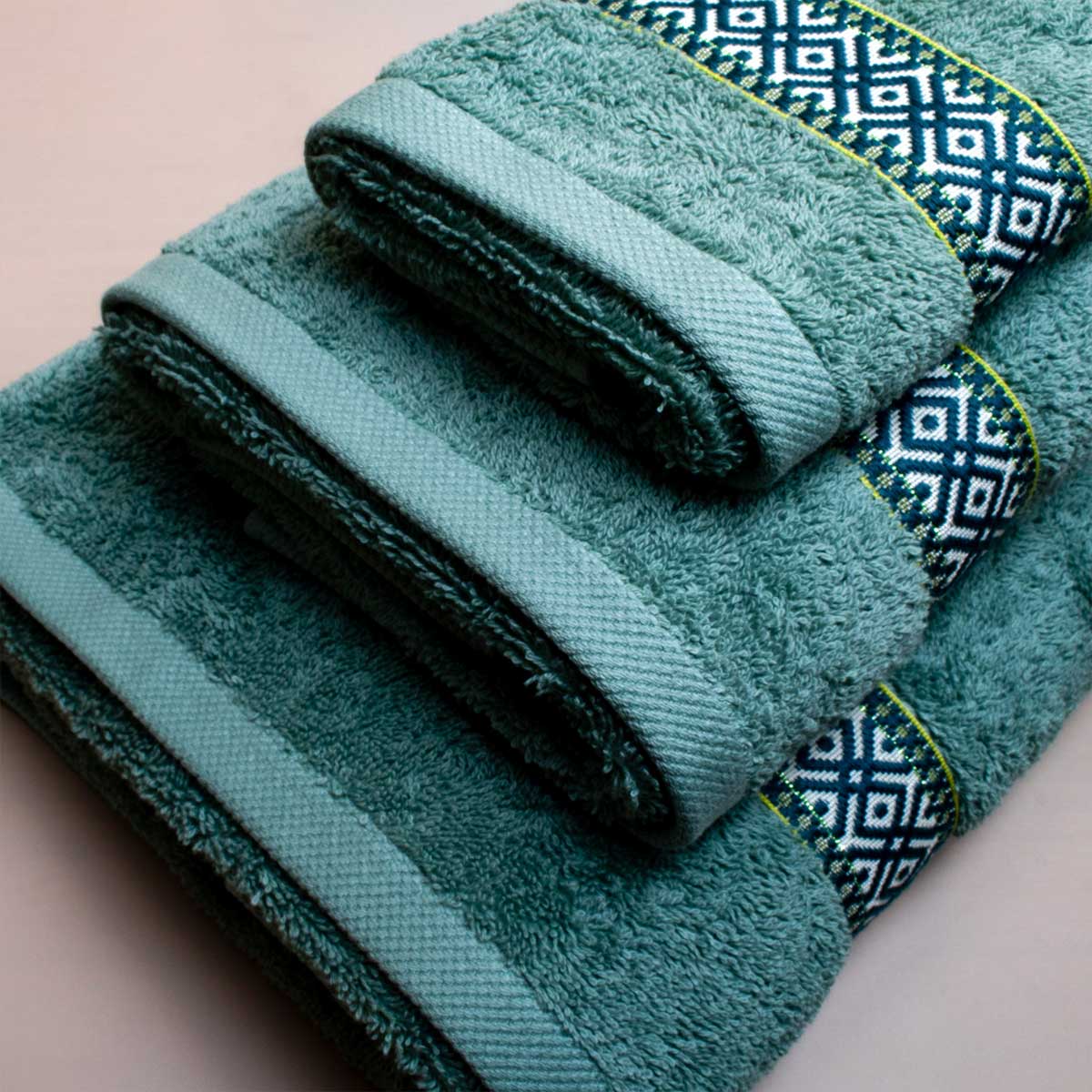 Πετσέτα Προσώπου (50X100) White Fabric Mila Green 600Gsm Λευκά Είδη Μπάνιου Πετσέτες Spitishop