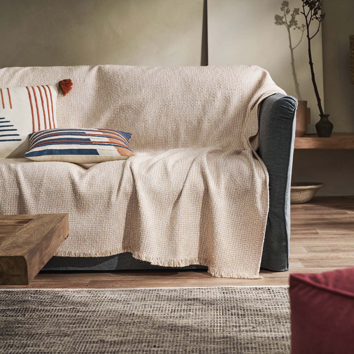 Ριχτάρι Καναπέ Διθέσιου (180x250) Gofis Home Quina Beige/Brick 238/03