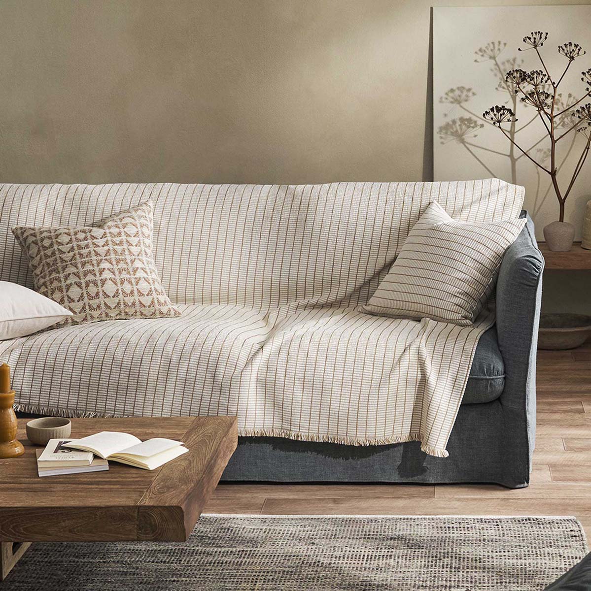 Ριχτάρι Καναπέ Τετραθέσιου (180x350) Gofis Home Thyra Grain Beige 273/04