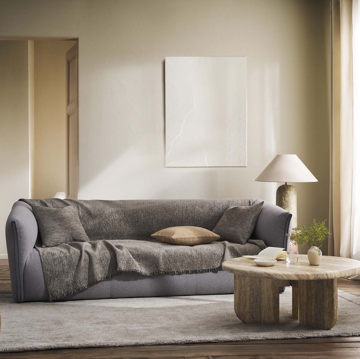 Ριχτάρι Καναπέ Τριθέσιου (180x310) Gofis Home Yrsa Greige 141/22