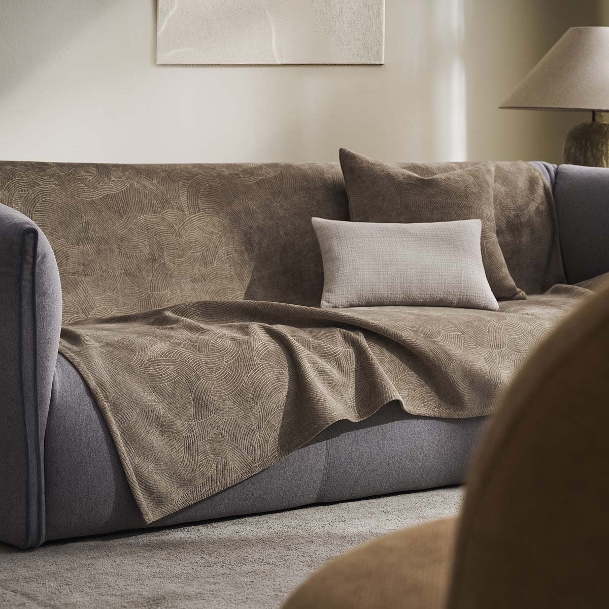Ριχτάρι Καναπέ Διθέσιου Βελουτέ (180x250) Gofis Home Nimbus Taupe 447/22