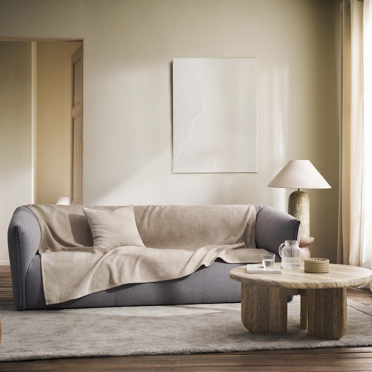 Ριχτάρι Πολυθρόνας Βελουτέ (180x180) Gofis Home Nimbus Warm Beige 447/39