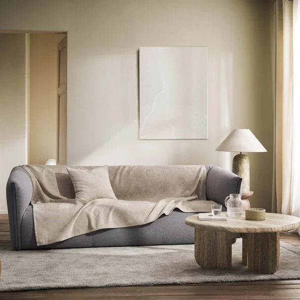 Ριχτάρι Καναπέ Τετραθέσιου Βελουτέ (180x350) Gofis Home Nimbus Warm Beige 447/39
