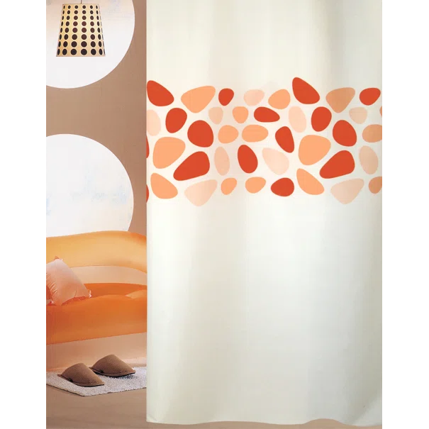 Κουρτίνα Μπάνιου (180x200) Με Κρίκους San Lorentzo Pebbles Orange