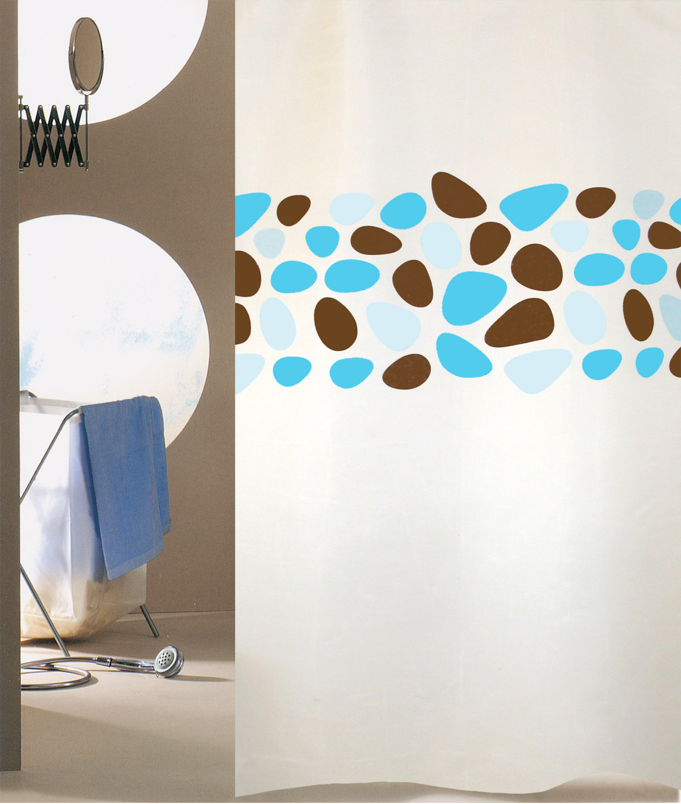 Κουρτίνα Μπάνιου (180x200) Με Κρίκους San Lorentzo Pebbles Turquoise