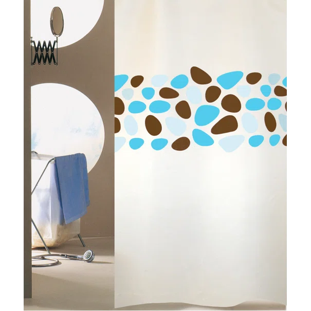 Κουρτίνα Μπάνιου (180x200) Με Κρίκους San Lorentzo Pebbles Turquoise