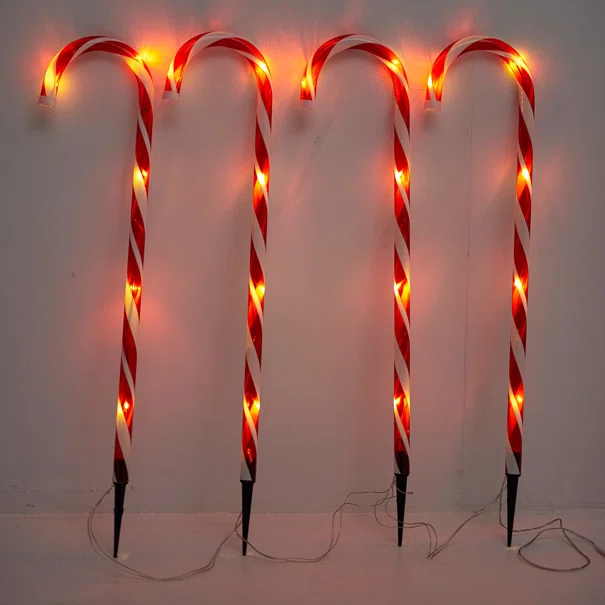 Χριστουγεννιάτικα Μπαστούνια Ηλιακά Με Led (Σετ 4τμχ) Eurolamp 600-04702