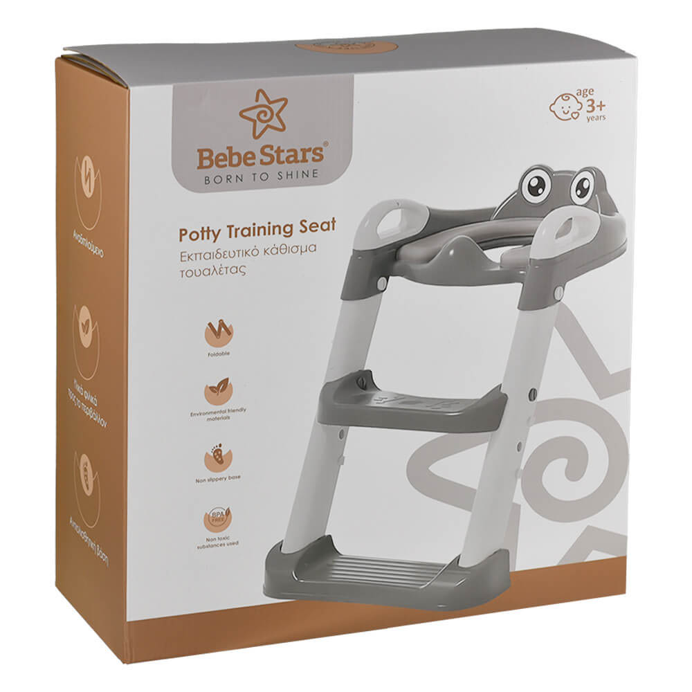 Παιδικό Κάθισμα Τουαλέτας με Σκαλάκι Bebe Stars Frog Grey 56-186 Βρεφικά Φροντίδα & Περιποίηση Μωρού Γιο Καθίσματα Λεκάνης Spitishop