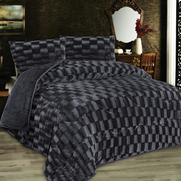 Κουβερτοπάπλωμα Μονό (160x220) Dimcol 1940 Grey-Black