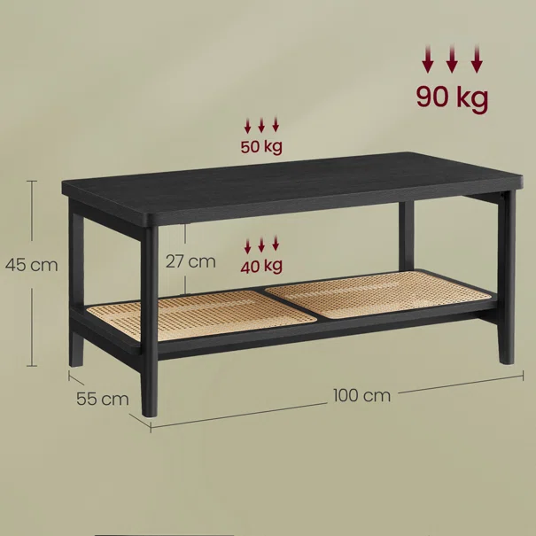 Τραπέζι Σαλονιού Με Ράφι (100x55x45) Vasagle LCT240B21