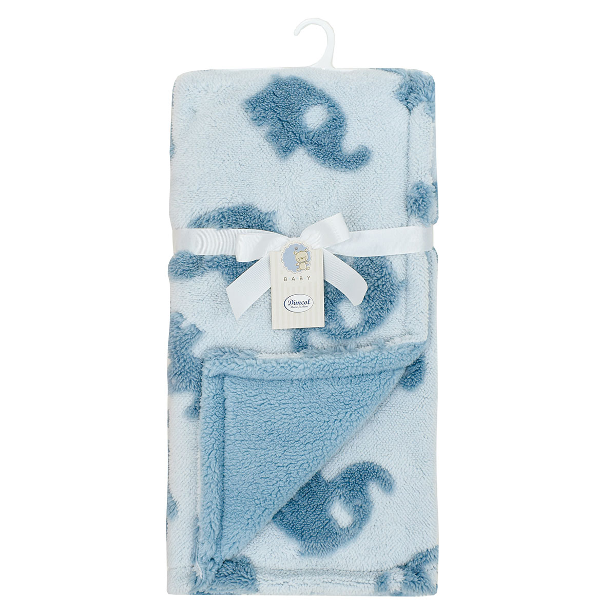 Κουβέρτα Fleece Αγκαλιάς Με Γουνάκι (75x100) Dimcol Elephant 08 Sky Blue