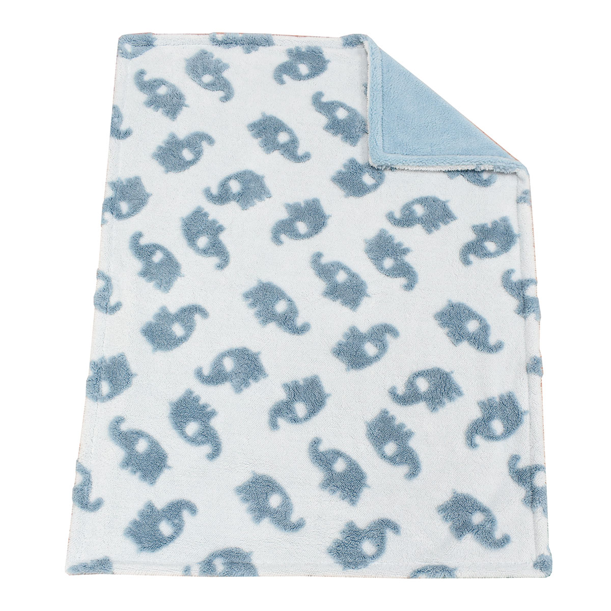 Κουβέρτα Fleece Αγκαλιάς με Γουνάκι (75X100) Dimcol Elephant 08 Sky Blue Βρεφικά Προίκα Μωρού Κουβέρτες Βρεφικές Spitishop