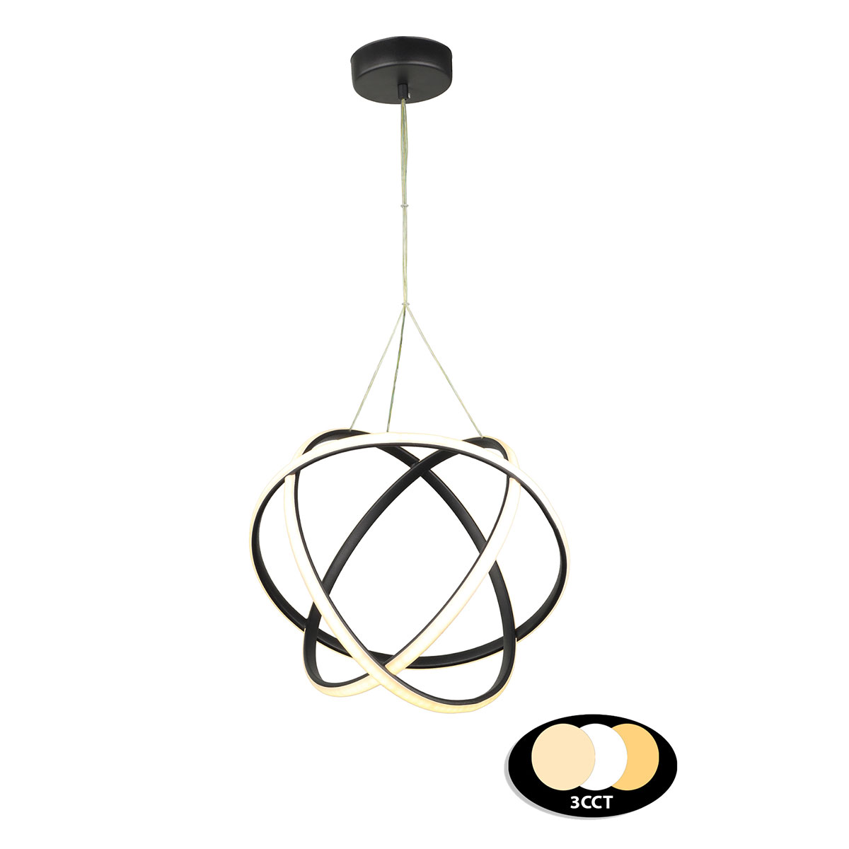 Φωτιστικό Οροφής Led 3 Cct Heronia Atomic 40 01-0406 Black Φωτιστικά Κρεμαστά Spitishop