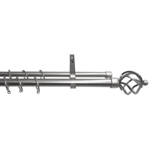Κουρτινόξυλο Διπλό Επεκτεινόμενο 140-240cm Με Άκρα Grace Chrome 922181