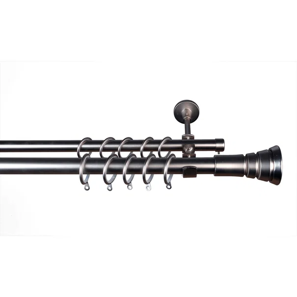 Κουρτινόξυλο Διπλό Επεκτεινόμενο 140-240cm Με Άκρα Grace Chrome 998501
