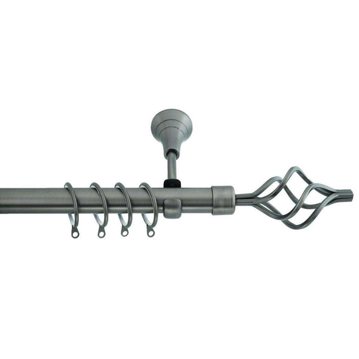 Κουρτινόξυλο Φ25mm Μονό Επεκτεινόμενο 160-300cm Με Άκρα Grace Anthracite 790227