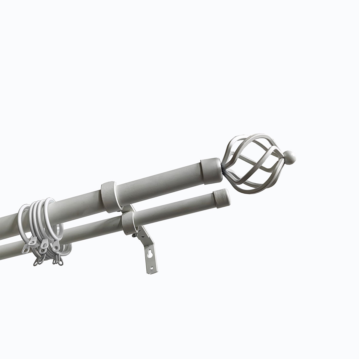 Κουρτινόξυλο Διπλό Επεκτεινόμενο 120-210cm Με Άκρα Grace White 450123