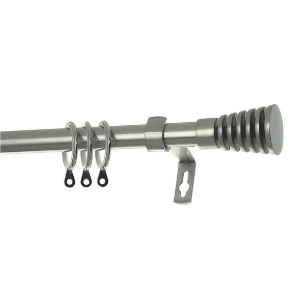 Κουρτινόξυλο Φ19mm Μονό Επεκτεινόμενο 120-210cm Με Άκρα Grace Chrome Brushed 790205