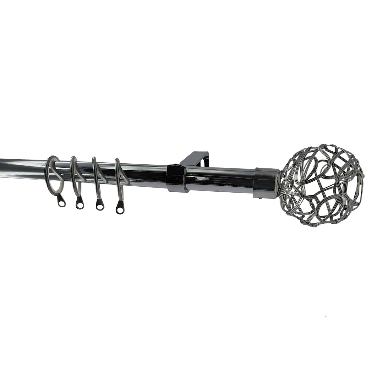 Κουρτινόξυλο Φ19mm Μονό Επεκτεινόμενο 120-210cm Με Άκρα Grace Shiny Chrome 997531