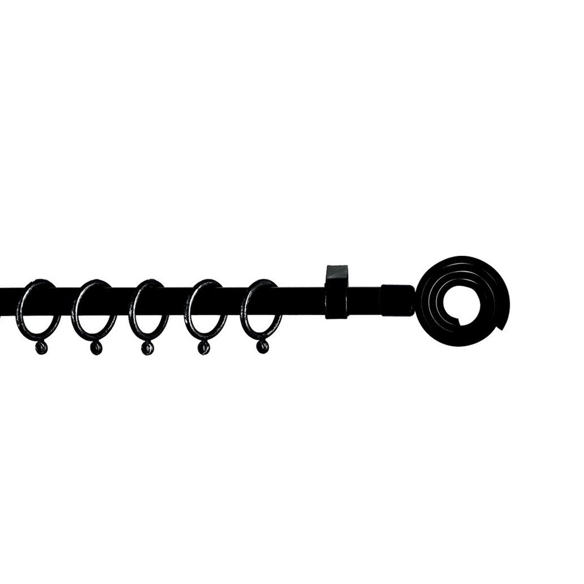 Κουρτινόξυλο Φ19mm Μονό Επεκτεινόμενο 120-210cm Με Άκρα Grace Black 790149