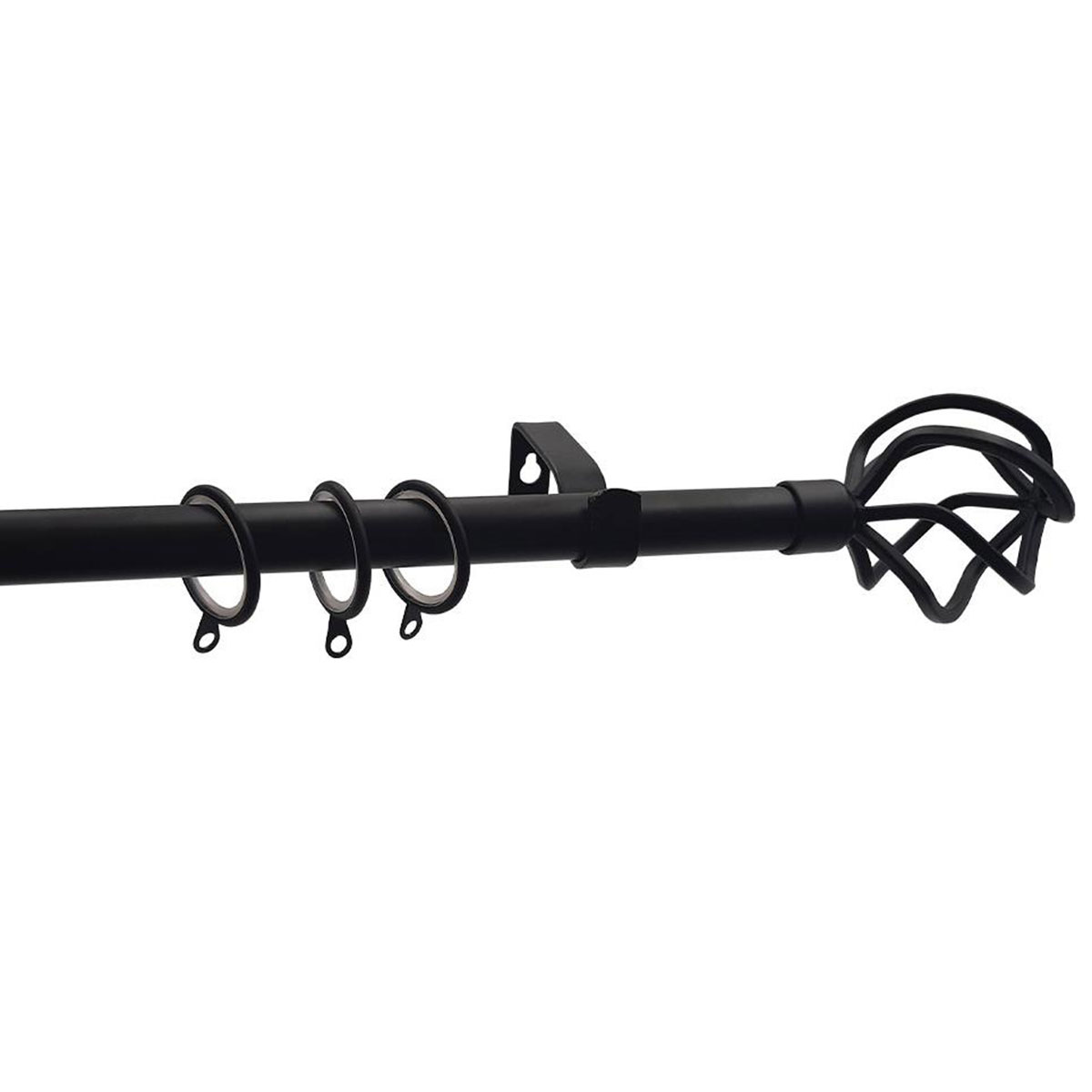 Κουρτινόξυλο Φ19mm Μονό Επεκτεινόμενο 120-210cm Με Άκρα Grace Black Mat 790124
