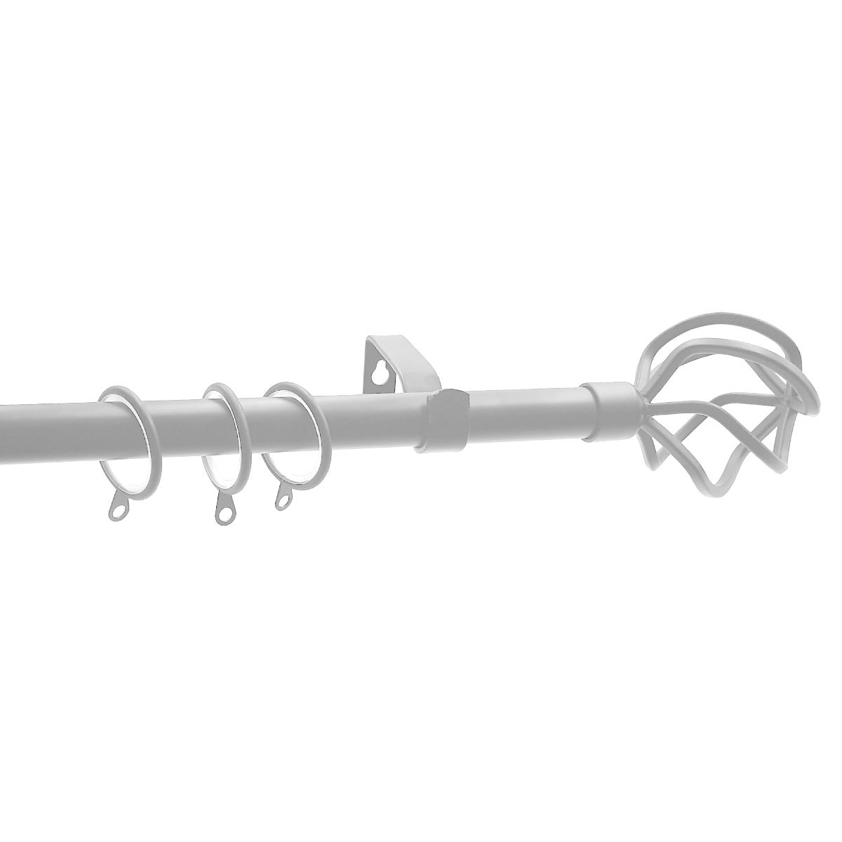 Κουρτινόξυλο Φ19mm Μονό Επεκτεινόμενο 120-210cm Με Άκρα Grace White 790123