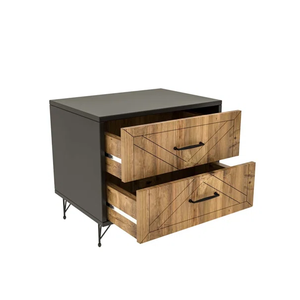 Κομοδίνο Με 2 Συρτάρια (50x40x55) A-G Felicita 854KLN3301 Anthracite Oak