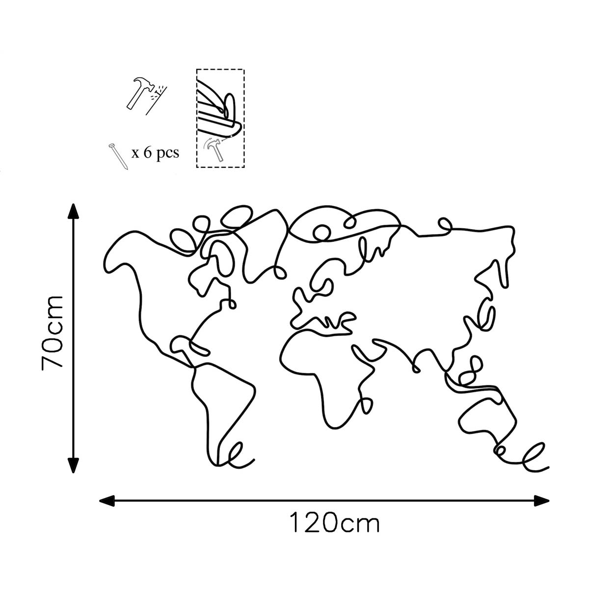 Διακοσμητικό Τοίχου (120X70) A-G World Map 930Dyu1159 Διακόσμηση Διακοσμητικά Μοντέρνα Spitishop