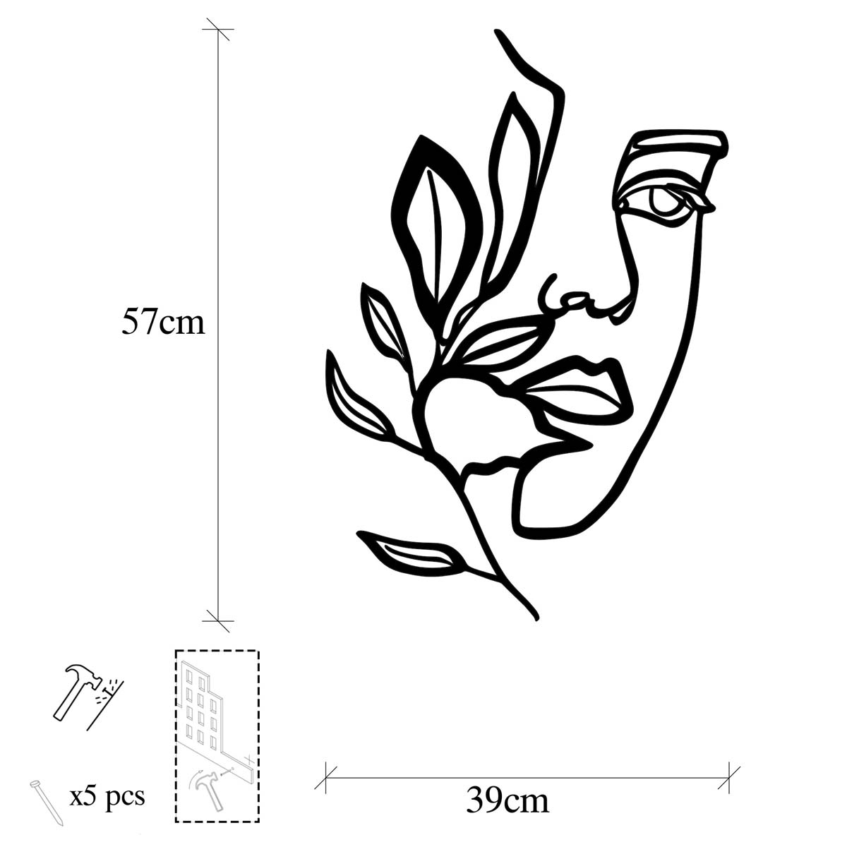 Διακοσμητικό Τοίχου (46X56) A-G Woman Face 575Tnl1130 Διακόσμηση Διακοσμητικά Μοντέρνα Spitishop