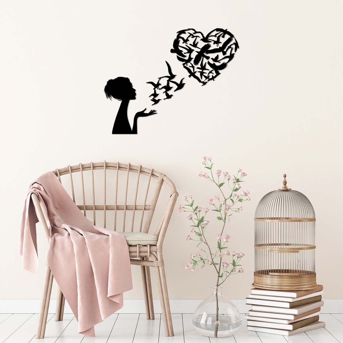 Διακοσμητικό Τοίχου (63x50) A-G Birds Woman Heart 891TNL3143